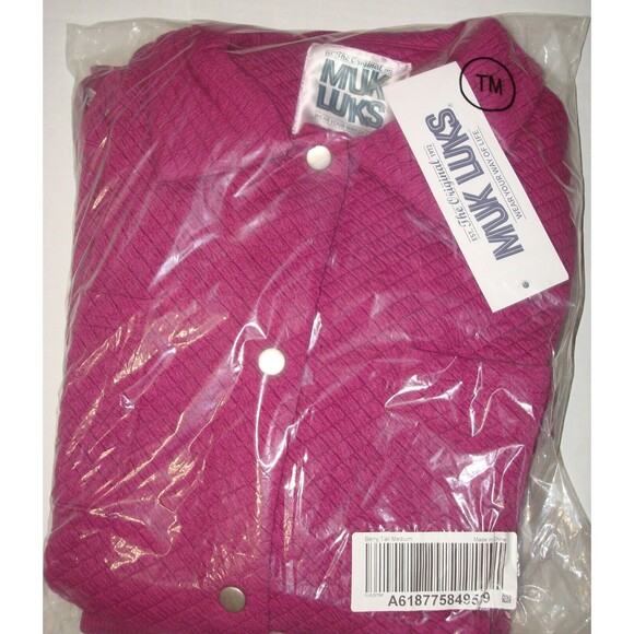 NWT New MUK LUKS Tall 3-Piece Quilted Shacket Lounge Set M Tall Berry Pink Snaps - Picture 3 of 16